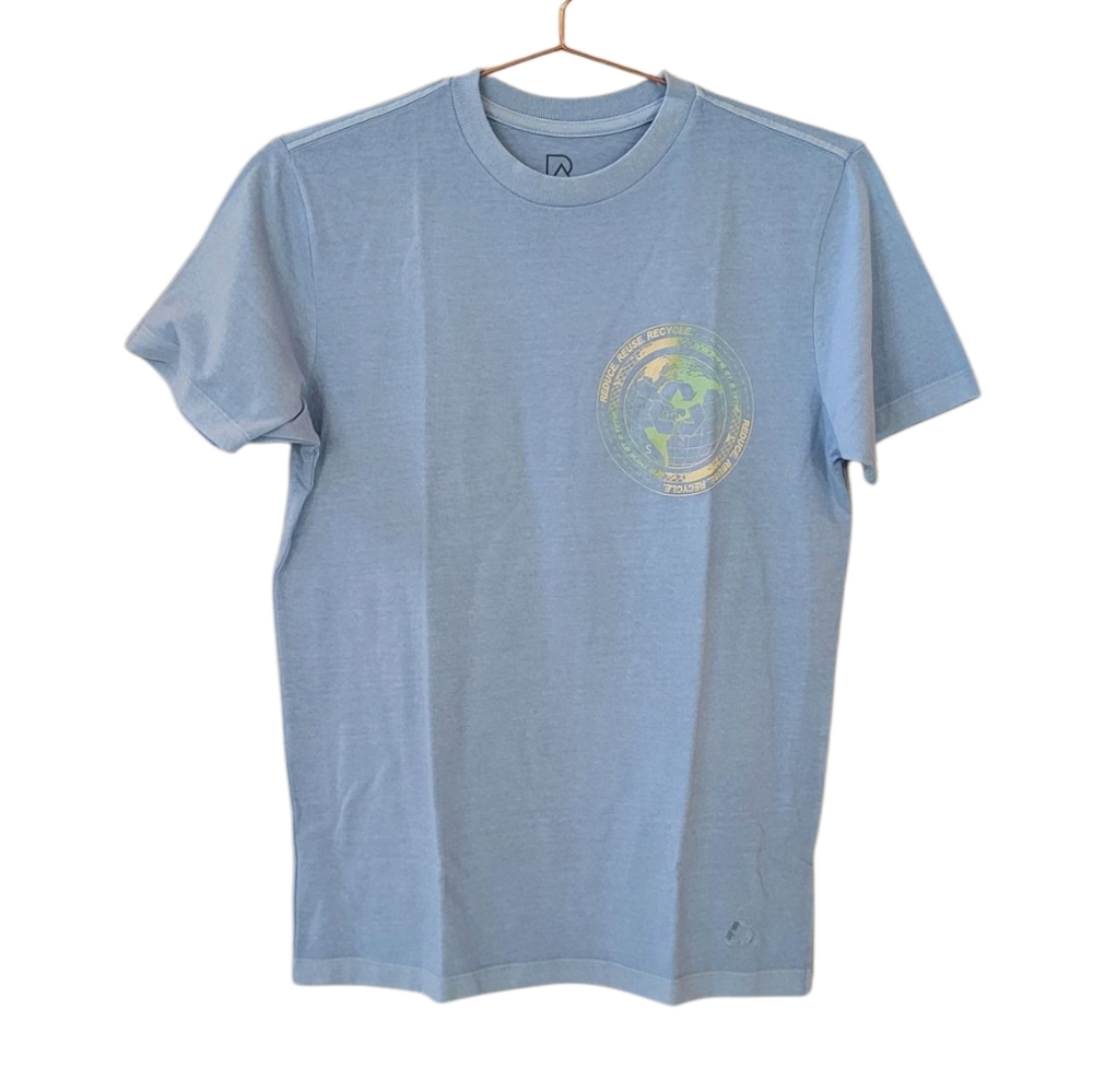 New Re. Purpose Light Blue Reduce Reuse Recycle Earth T Shirt Size S